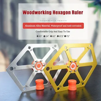 Prelucrarea Lemnului Hexagon Unghi Rigla De Taiere Manometru Tamplarie Instrument Reglabil Aluminiu Aliaj Magnetic Hexagon Conducător 2 Culori