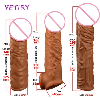 Realist Penis Sleeve Penis Inel Pentru Penis Vibrator Extender Penis De Extindere A Intarzia Ejacularea Reutilizabile Prezervativ Jucarii Sexuale Pentru Bărbați