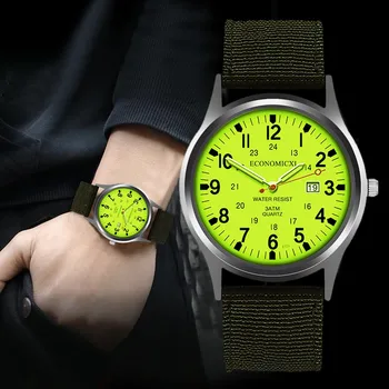 Reloj Hombre Moda Verde Ceasuri Barbati Ceasuri Sport Curea Nailon Auto Data Cuarț Ceasuri De Mana Mâinile Luminos Relogio Masculino