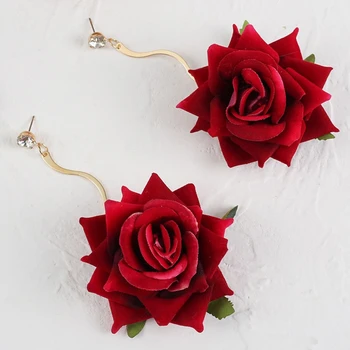 Romantic, Delicat Trandafir Roșu Legăna Cercei Florale Înflorit 3D Cercei Pentru Femei Teen Grădinărit Moda Bijuterii Prezent