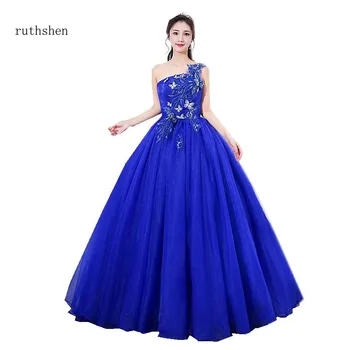 ruthshen Elegant Vestidos De 15 Anos 2022 New Sosire pe Un Umăr Royal Albastru / Portocaliu Quinceanera Rochii de Petrecere, Rochii de Bal