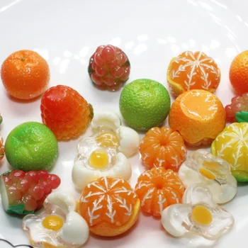 Rășină Kawaii 3D Colorate fructe Portocale struguri capsuni ou flori Flatback Piatra 10BUC Album Figurina Decor Acasă Meserii