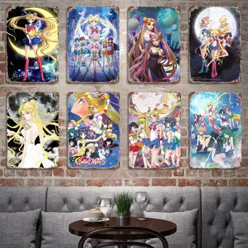 Sailor Moon Acțiune Show TV Decor Poster de Epocă Tin Semn de Metal Semn Decorative Placa pentru Pub Bar Peștera Club de Decorare Perete