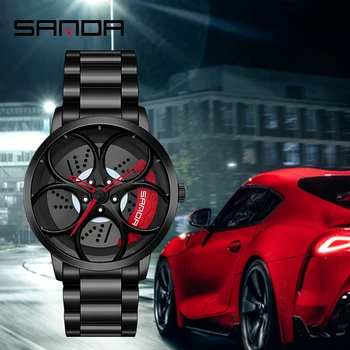 SANDA New Sosire NIBOSI Mașină de Filare Rim Hub Watche Design Personalizat Cuarț Ceas de mână rezistent la apă Ceas Roata de Masina Volk Racing Razele
