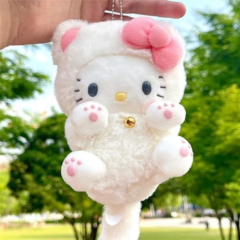 Sanrio Hello Kitty 10CM Pluș Jucărie de Pluș Drăguț Ghiozdan Pandantiv Păpușă Umplute cu Coada Ornament Premium Peluche pentru Fata Cadou