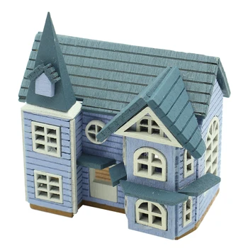 Scara 1/24 DIY Mini Păpuși din Lemn Casa in Miniatura Accesorii Artizanat Clădire Asambla Jucării DIY Meserii Mobilier Kit - Albastru