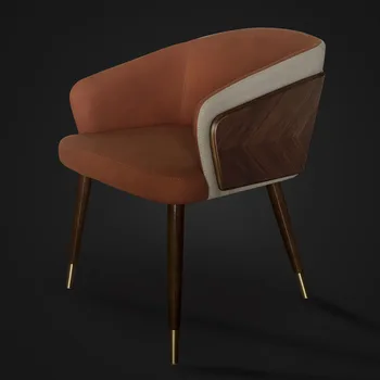 Scaun de luat masa simple, creative scaun de uz casnic Nordic restaurant din lemn masiv scaunul de piele din spate scaun modern de agrement pânză scaun