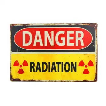 Semn De Pericol-Pericol De Radiații Militare Aliate Vintage Din Metal Sign-Amuzant Epocă Semne