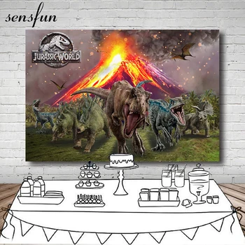 Sensfun Erupția Vulcanului Dinozaur Jurassic Petrecere Fondul Copii Petrecere de Aniversare Fericită Photgraphy Medii 220x150cm