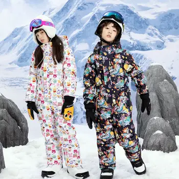 Sport în aer liber rezistent la apa Copii Snoboard Costum de Schi Fete Băieți de-O bucată de Zăpadă Sacou și Pantaloni Set Salopeta de Schi Copii