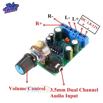 TDA2822 TDA2822M Bord Amplificator DC 1.8 V-12V 2.0 Canal Stereo Mini AUX Amplificator Audio Module AMP cu 50K Ohm Potențiometru