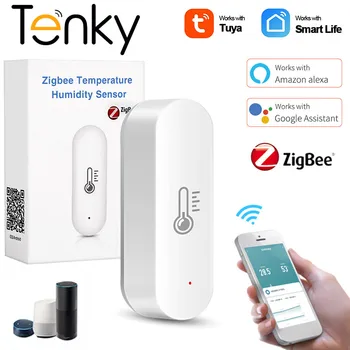 Tenky ZigBee Inteligent De Temperatură Și Senzor De Umiditate Alimentat De La Baterie Tuya Smart Home Automation Lucra Cu Alexa Google Asistent