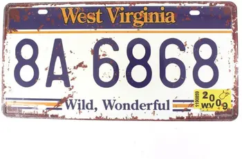 Virginia de VEST 8A 6868 Retro Vintage Auto de Înmatriculare Tin Semn în Relief Tag Dimensiune 6 X 12