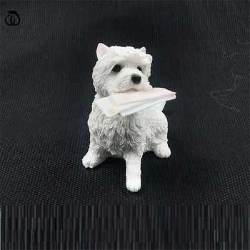 West Highland White Terrier Statuie Emulare Câine Plic Figurine De Animale Arta Sculpturii Rasina De Artizanat Decor Acasă Accesorii Auto