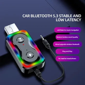Wireless Bluetooth 5.3 Receptor Transmițător MP3 Muzica Adaptor Audio de 3.5 mm Aux Jack USB Reîncărcabilă Cu Masina plina de culoare Audio HIFI