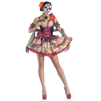 Ziua Mexican Mort Senorita Costum pentru Femei Mireasa Fantoma Cosplay Rochie Fancy